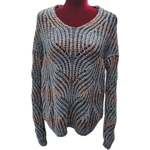 KNOX ROSE Lg Multi Colored NWT Loose Knit‎ V Neck Sweater Pullover H485